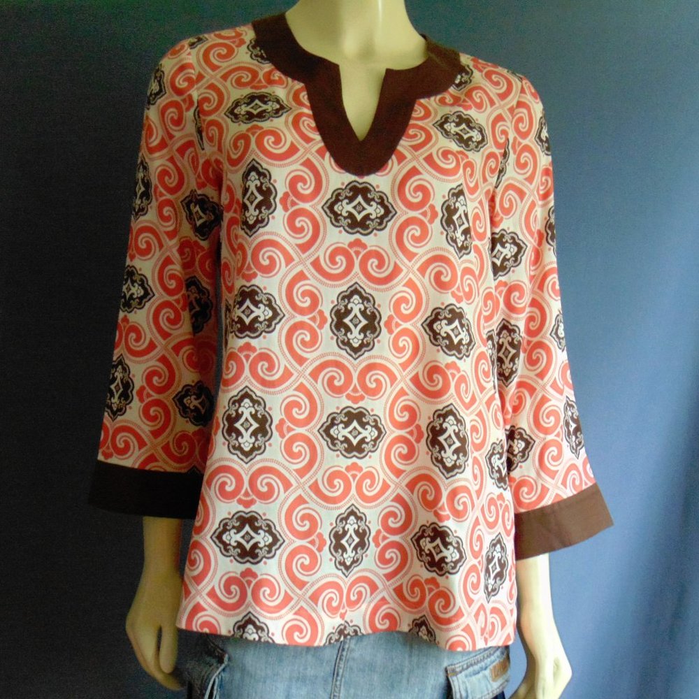 Vineyard Vines Silk Blend Coral Tunic Top M